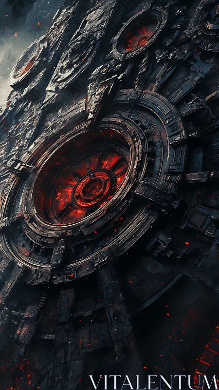 Colossal rotating mech-core reveals searing molten interior