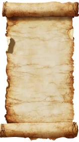 Vertical aged parchment scroll with blank textured surface.