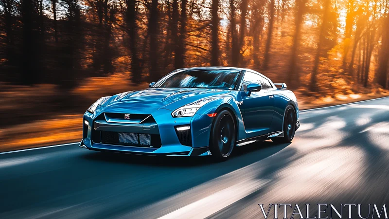 Blue highway missile slices through autumn light at speed