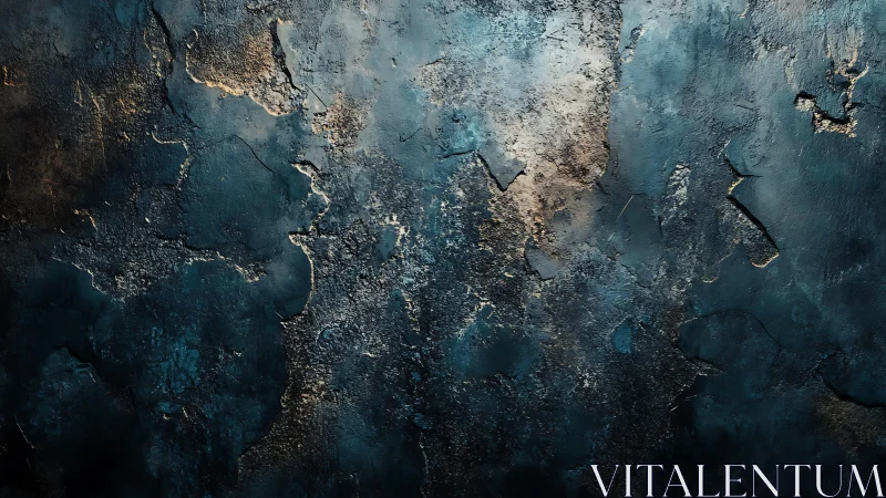 Textured Blue Grunge Wall Abstract Background, Moody Artistic Style.