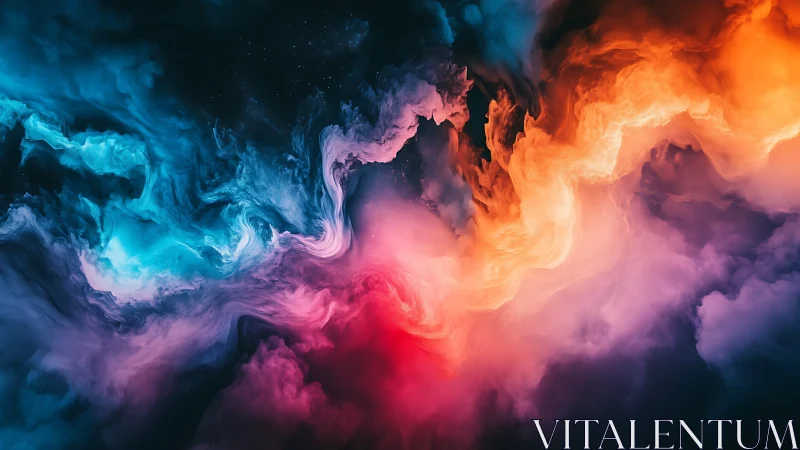 Colorful digital nebula forms swirling clouds across space