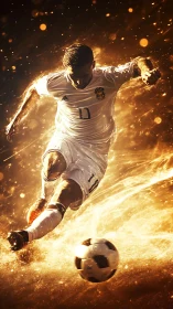 Blazing striker carves a comet trail through molten pitch