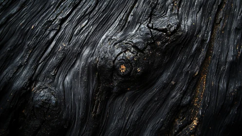 Charred wood grain texture with flowing burnt ridges.