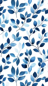 Watercolor foliage pattern renders blue leaf clusters on white