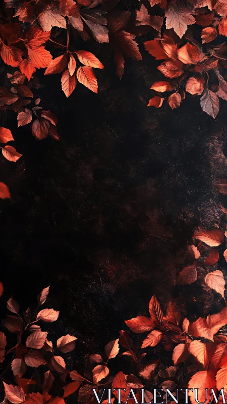 Crimson autumn leaves framing a quiet, moody night sky.