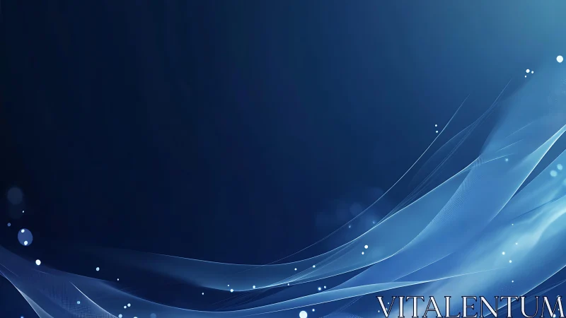 Abstract Blue Wave Background with Light Particles, Modern Digital Art.
