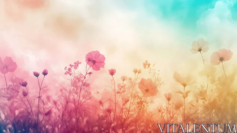 Cotton candy meadowdream with watercolor-kissed blossoms.