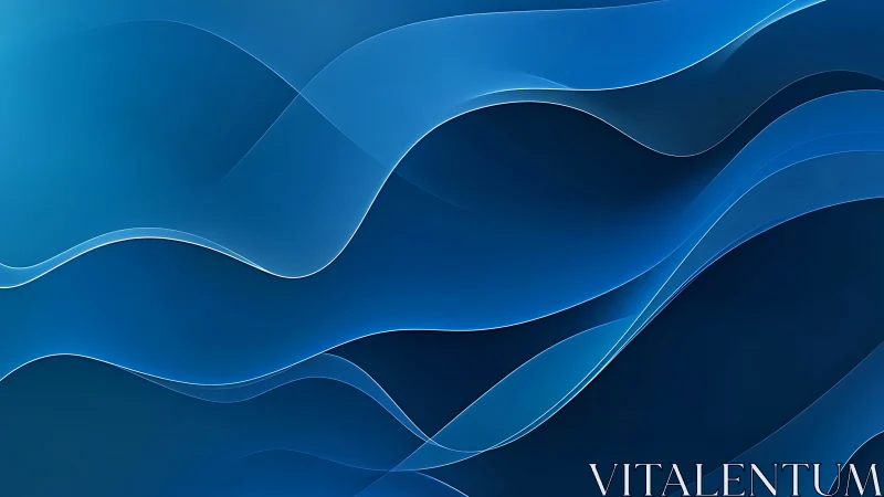Layered cyan-blue waveforms form translucent vector curvature