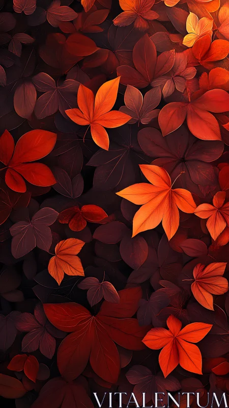Layered crimson foliage rendered with high-contrast gradient lighting