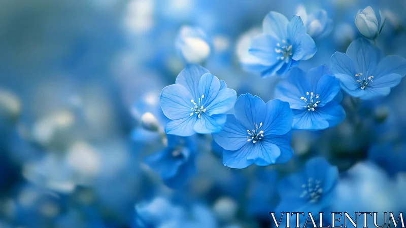 Blue Floral Depth: Selective Focus on Delicate Petals.
