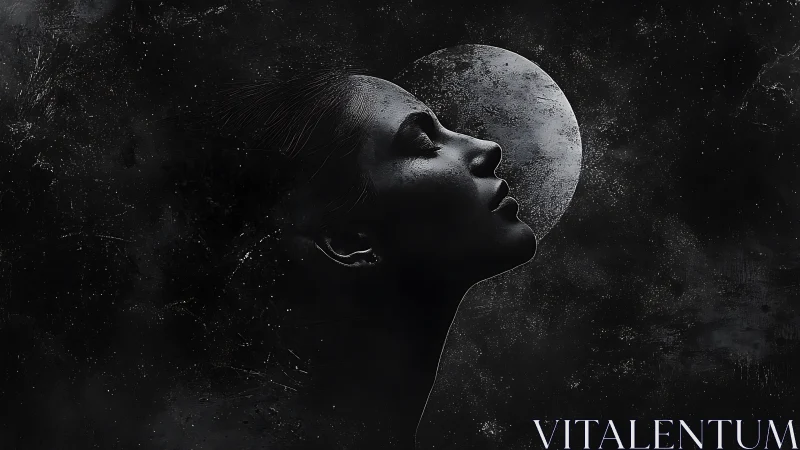Moonlit Reverie: Side-Profile Muse Floating in Cosmic Dust.