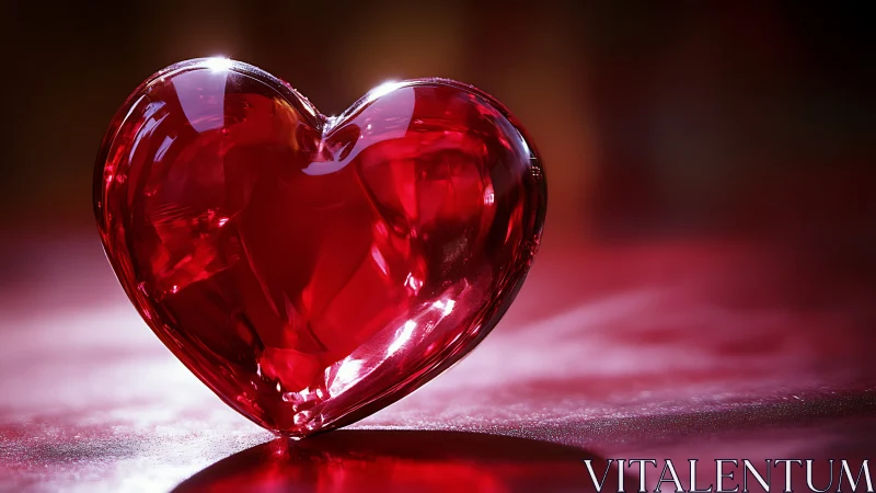 Translucent Ruby Heart with Luminous Refraction Effects.