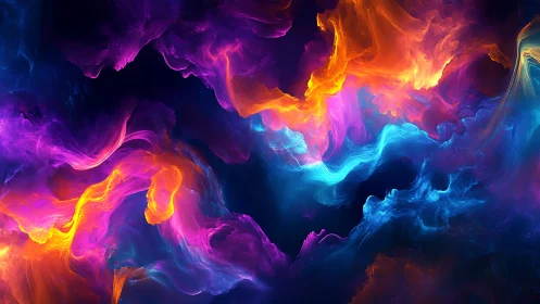 Digital painting of luminous nebular flows in deep contrast space.