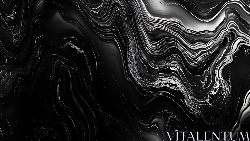 Midnight marble rivers spill through liquid monochrome night.