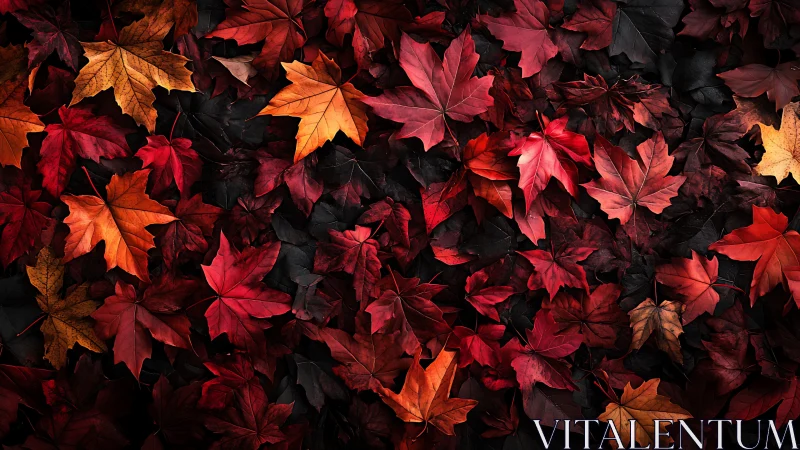 Red and orange maple leaves forming dense ground layer.