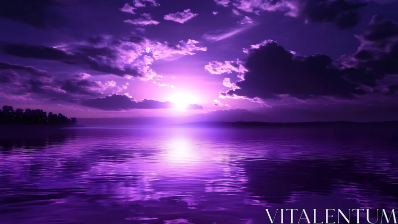Violet waves quietly drink the last electric sunset glow