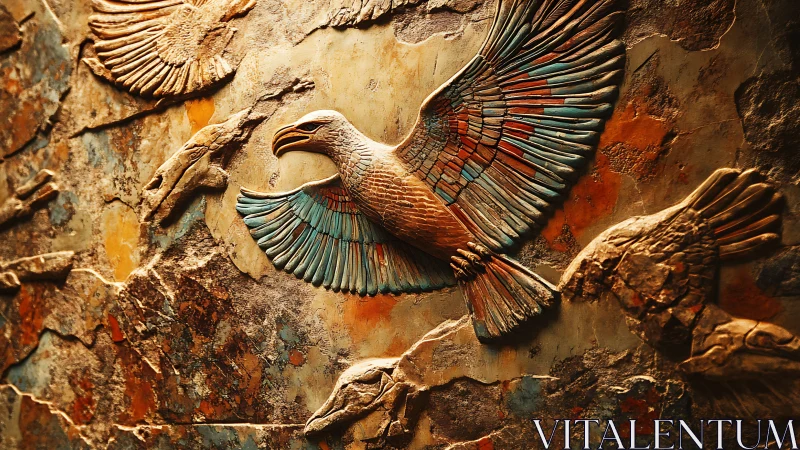 Majestic Eagle Wall Relief in Rustic Artistic Style.