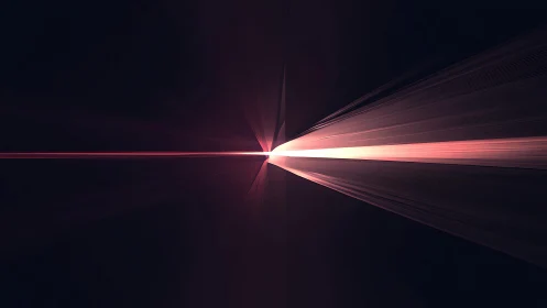 Abstract digital art of radiant red beam with dark minimalist background.