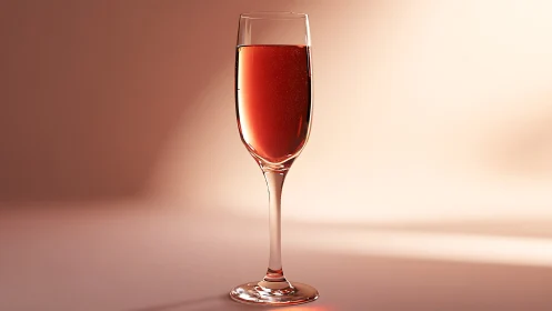 Tall champagne flute with red liquid rendered using soft GI lighting