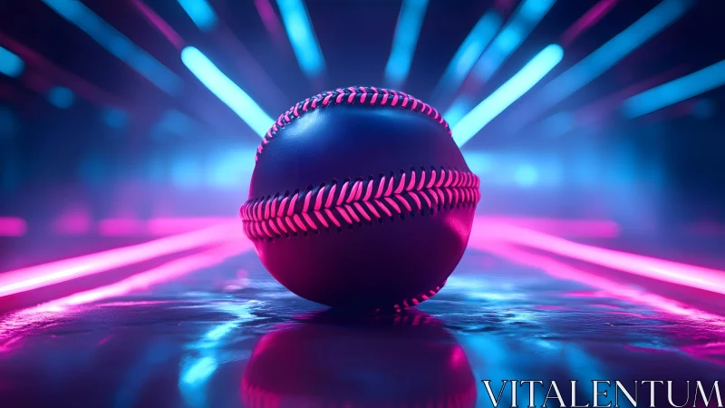 Futuristic Baseball in Neon Lighting, Digital Art Style. Futuristic Baseball in Neon Lighting, Digital Art Style.