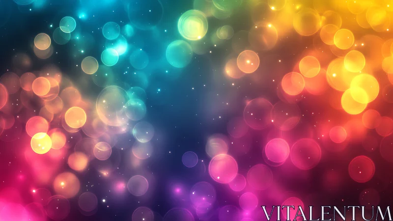 Multicolored circular bokeh forms a diffuse abstract field