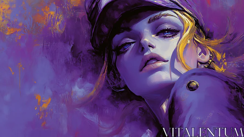 Purple portrait shows defiant woman in painterly close-up