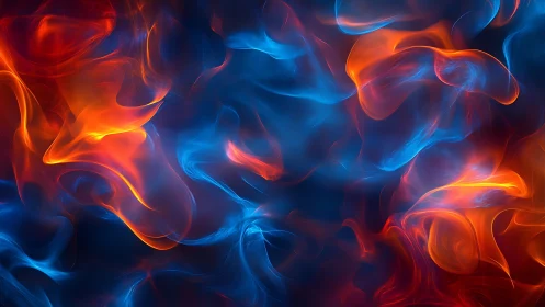 Vibrant Energy Swirls of Blue and Orange Light