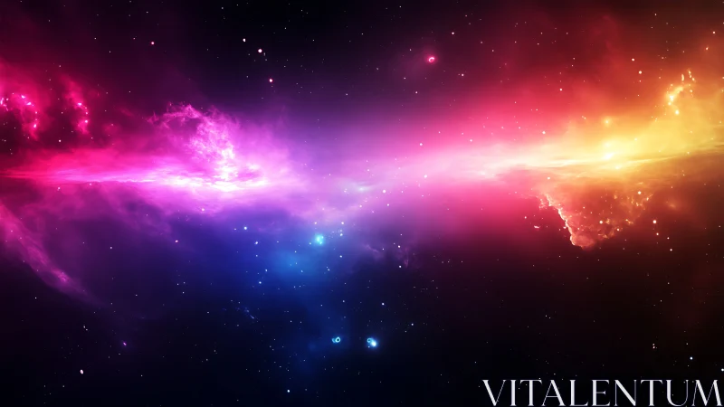 Radiant nebula bridge glows across a deep cosmic void