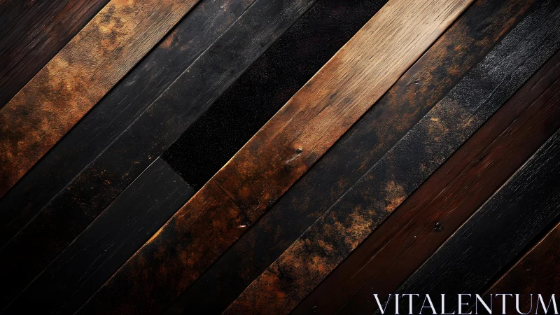 Rustic diagonal wood planks background with dark vintage style.