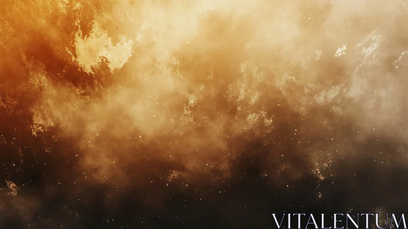 Digital brown nebula field with dispersed luminous particles