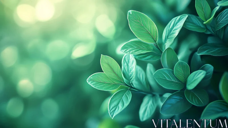 Soft morning glow on tender green leaves in quiet focus.