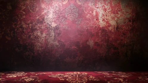 Velvet dusk backdrop with worn gold damask charm.