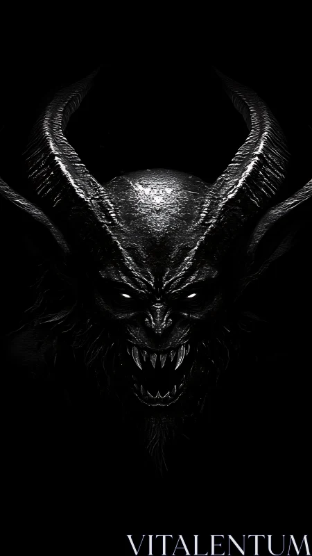 Specular-lit demonic creature head with serrated horns emerging