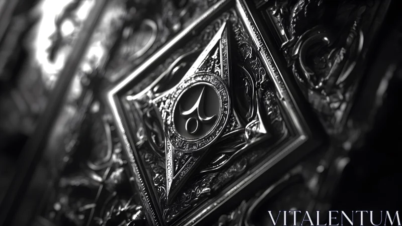 Ornate Metallic Relief Panel with Geometric and Abstract Motifs.