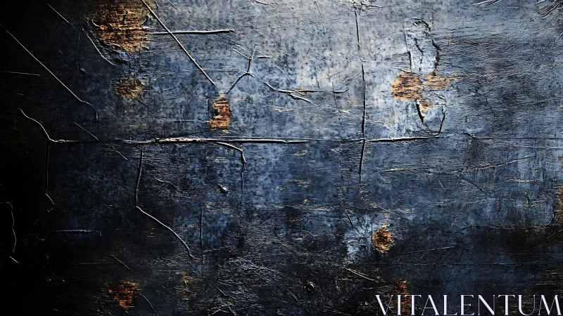 Weathered Blue Grunge Texture with Scratches and Rust Accents.