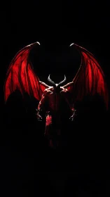 Winged demonic entity in high-contrast chiaroscuro composition.