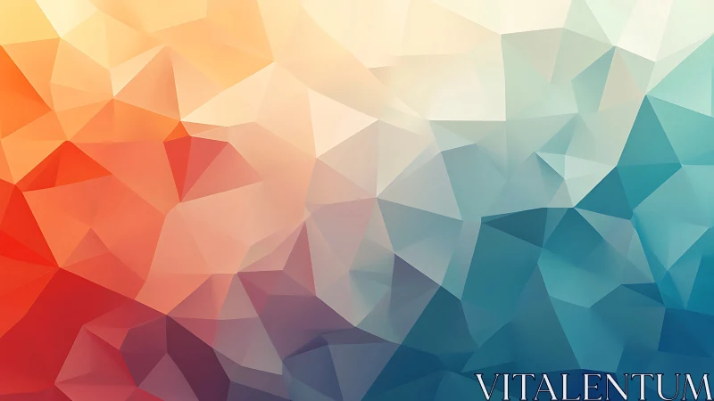 Polygonal gradient landscape blends warm and cool tones.