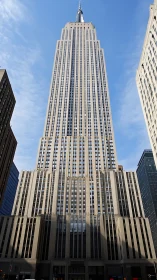 Art Deco skyscraper captured in low-angle urban perspective