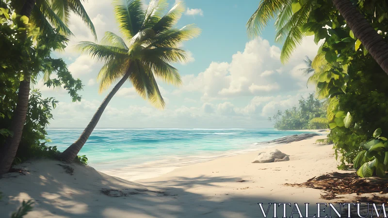 Tropical Beach Paradise with Palm Trees