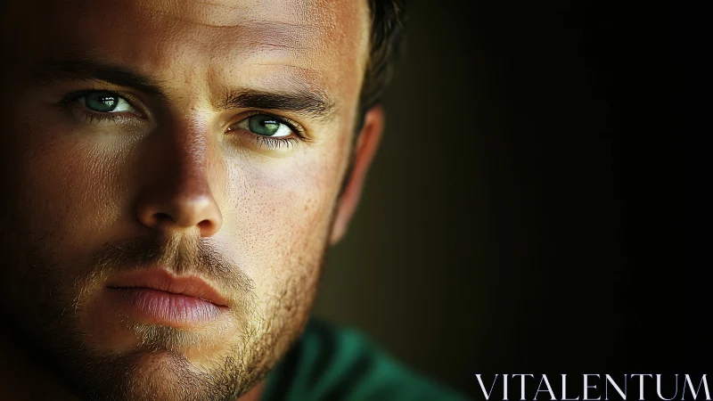 Close-up male portrait with shallow depth and warm light.