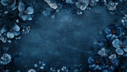 Ethereal Blue Floral Composition on Textured Teal Background