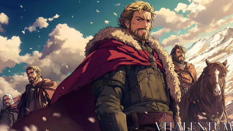 Stalwart northern warriors stand united in the snowlit pass