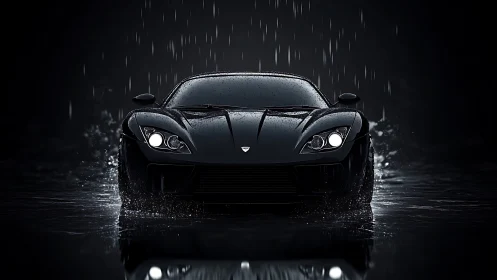Midnight supercar charges through rain in dramatic motion