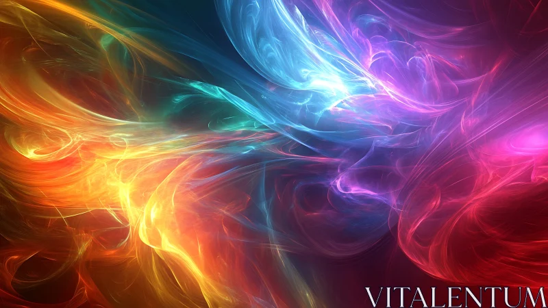 Vibrant neon energy waves collide in luminous abstract motion