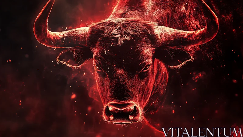 Incandescent bull portrait rendered in high-contrast digital painting