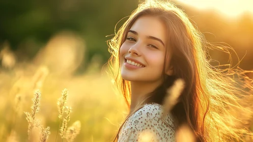 Sunlit meadow smile in a golden hour daydream.