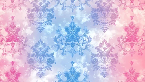 Ornate Damask Meets Dreamy Skies in Pastel Paradise