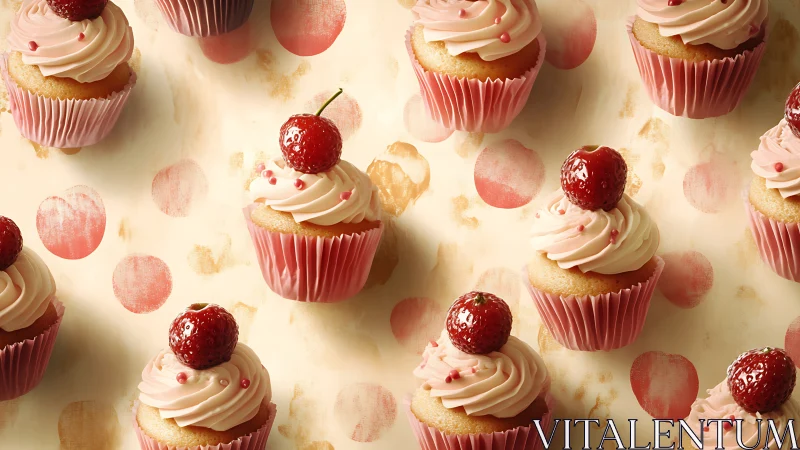 Ruby-Topped Cupcakes with Pink Frosting in Elegant Arrangement