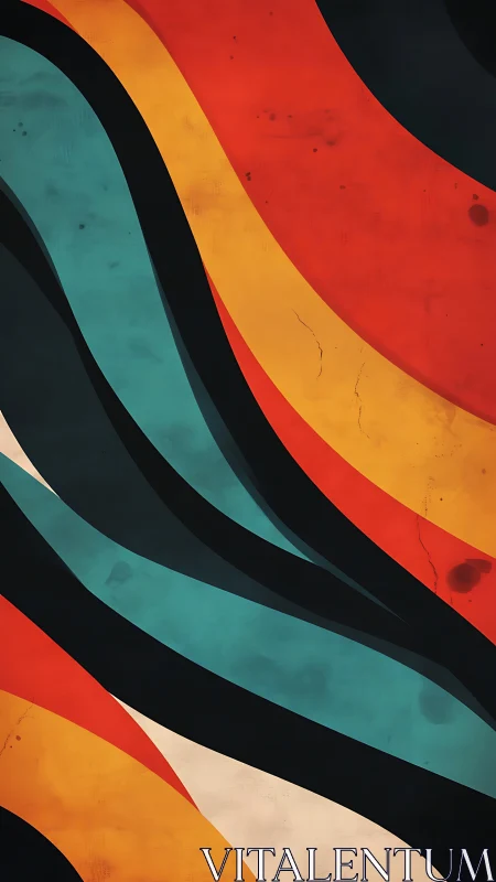 Curved chromatic wavebands in retro-styled vector abstraction.