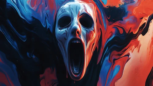 Crimson echo of a scream swirling through liquid night.